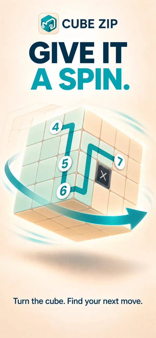 Cube Zip: the cube turning to show another face